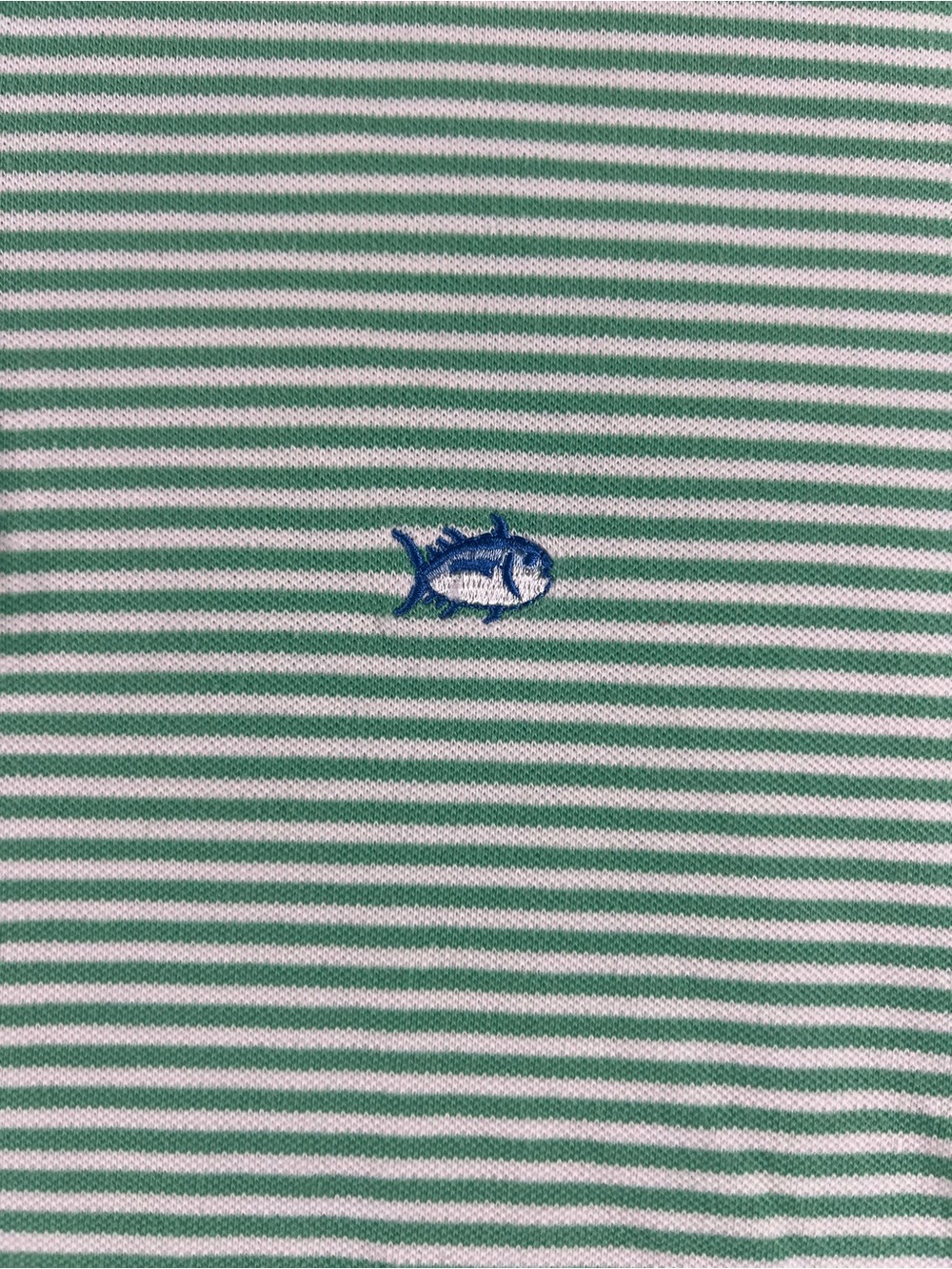 Southern Tide Green and White Striped “The Skipjack” Polo Shirt - Picture 2 of 7